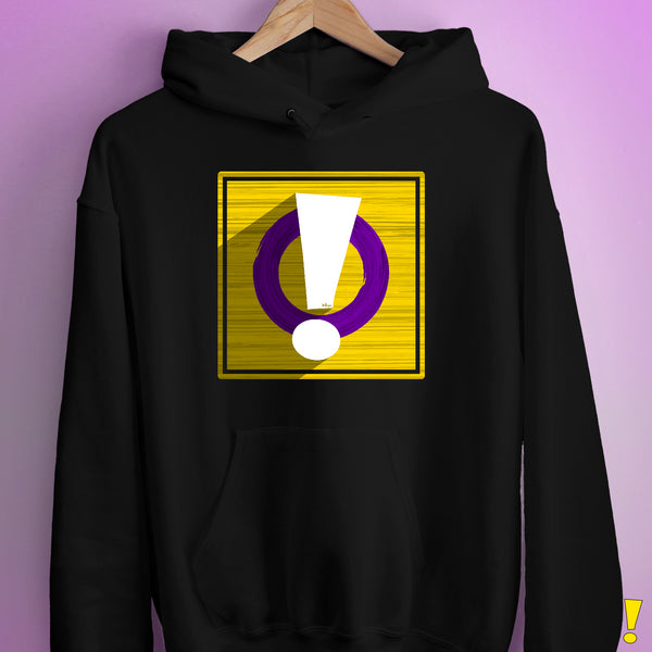 Intersex Pride Flag Exclamation Point Hoodie - Black